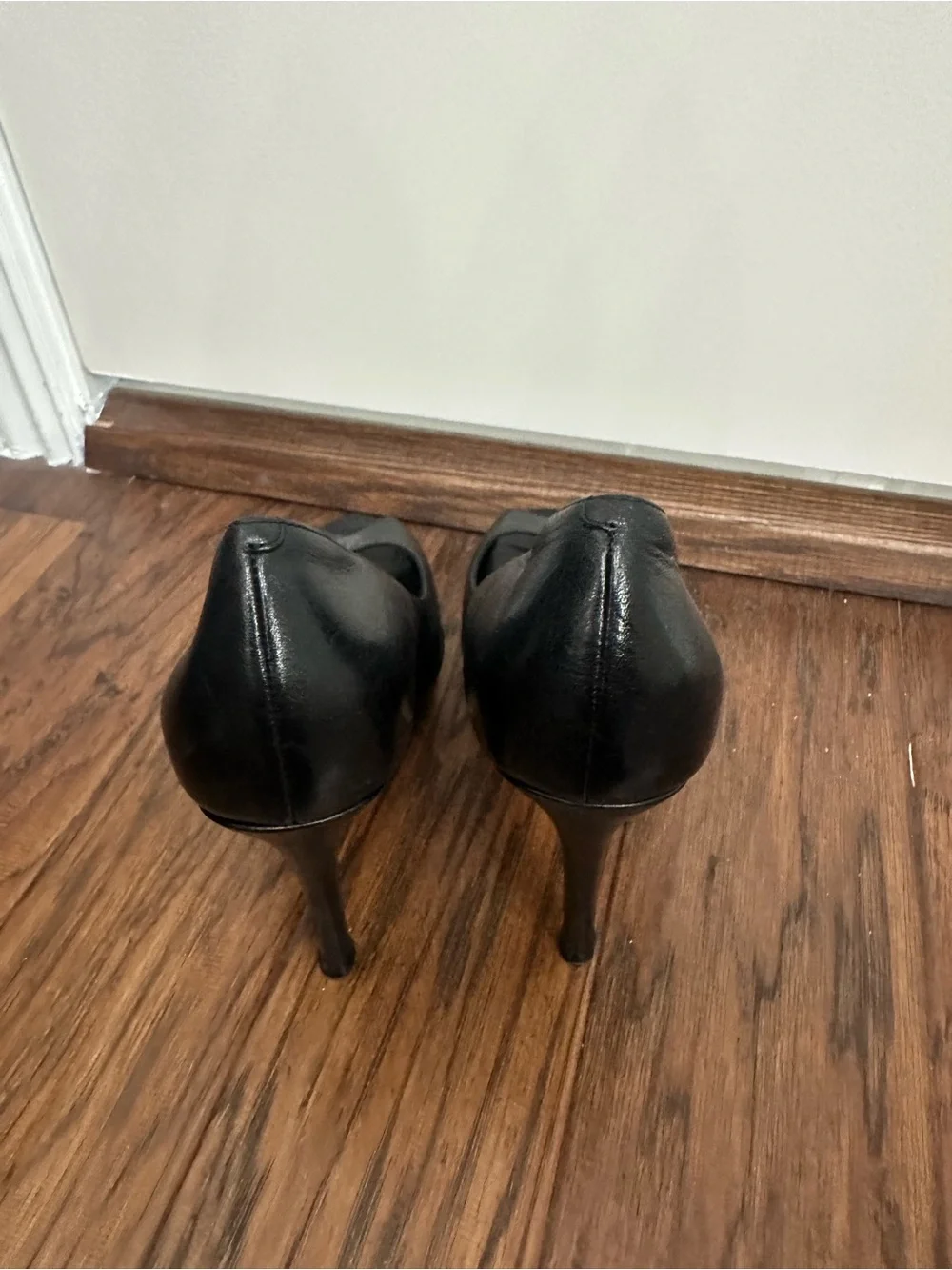 Cole Haan Black Leather Peep-Toe Heels x Nike Air Size 8